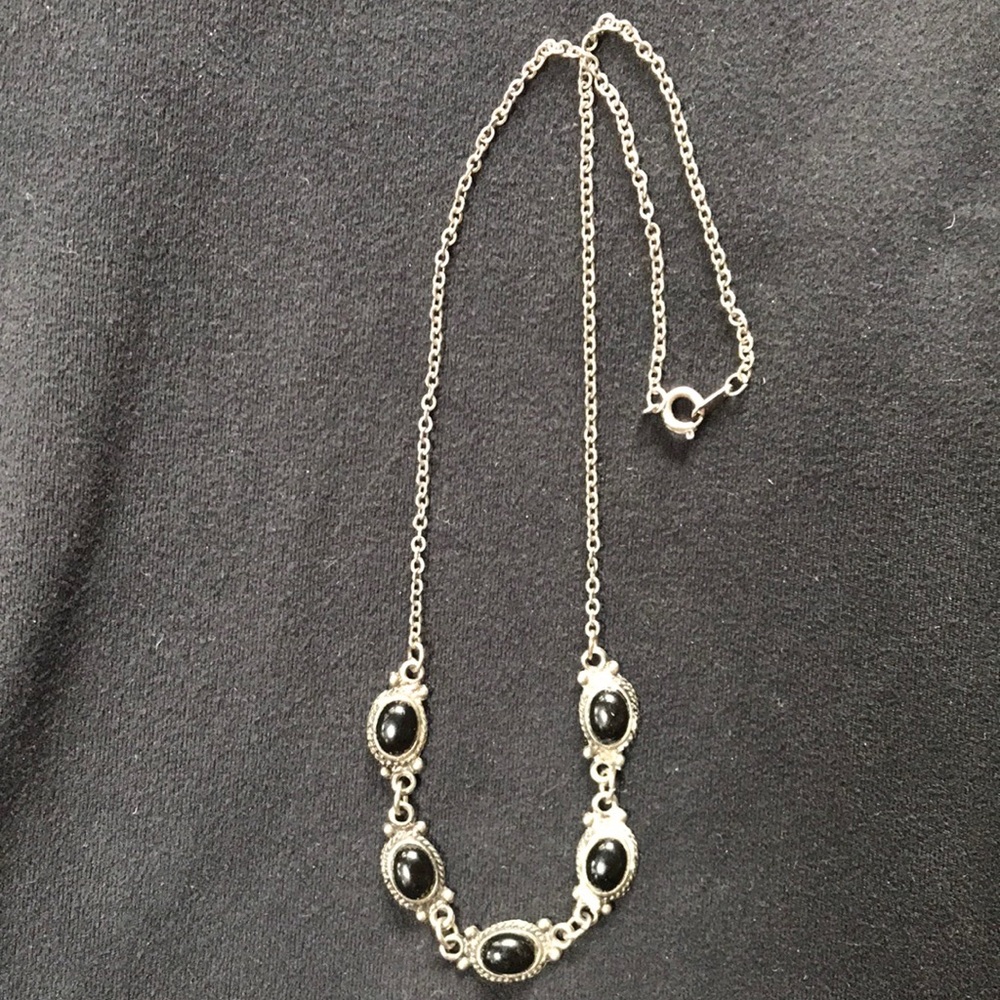 Intricate Black and Silver Filigree Necklace